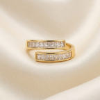 18K Gold Plated Parallel Spark Anti Tarnish Gold Plated Adjustable Ring