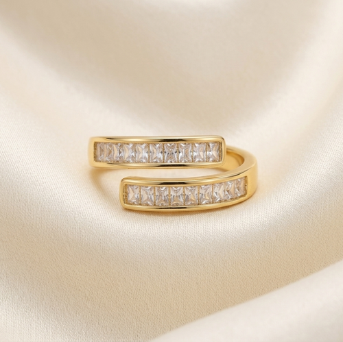 18K Gold Plated Parallel Spark Anti Tarnish Gold Plated Adjustable Ring