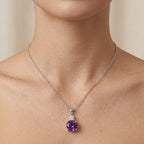 925 Sterling Silver Purple Amethyst Pendant, Ring & Earring Set