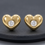 18Kt Gold Plated Domed Heart Studds