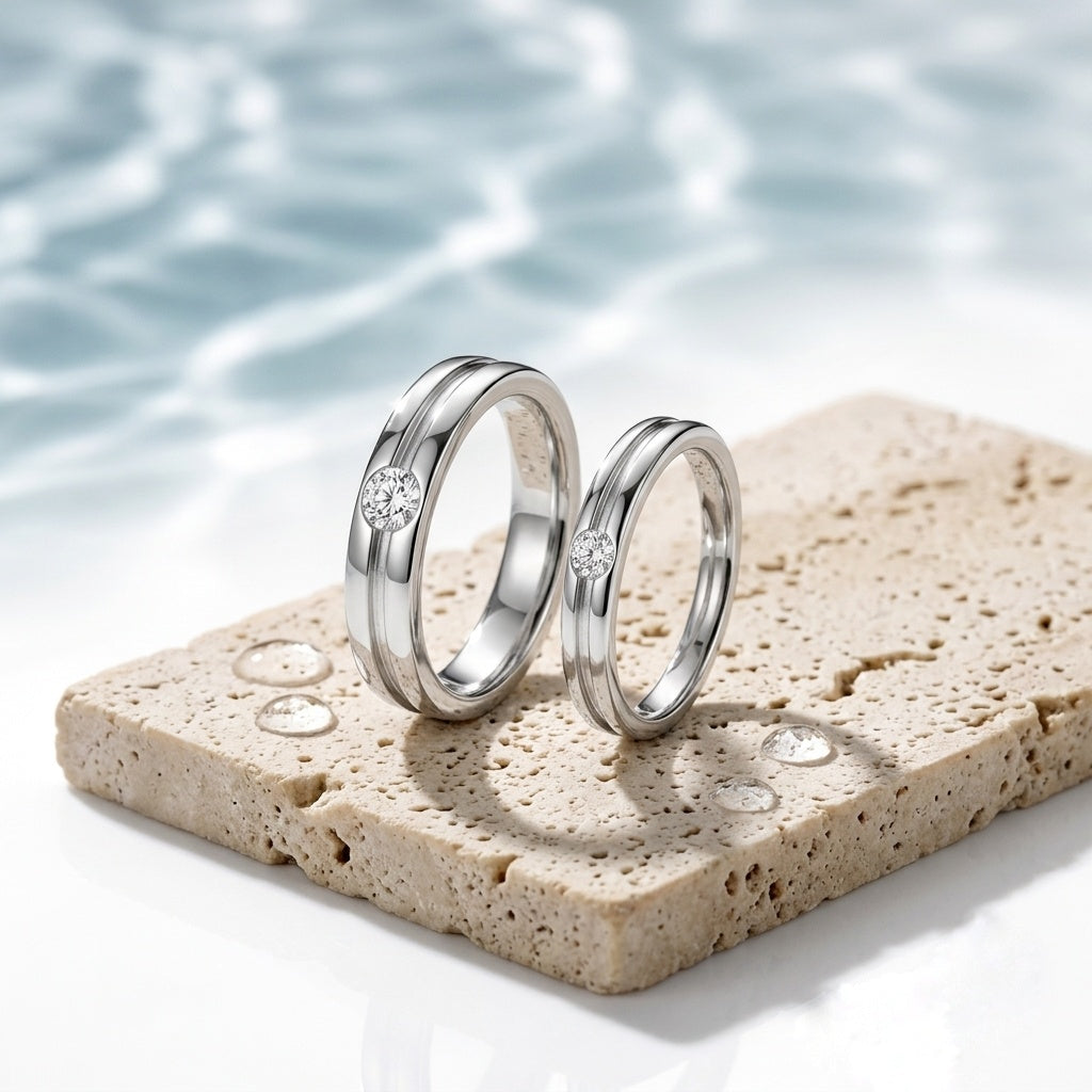 925 Silver Split-Band Promise Ring for Couple