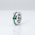 925 Sterling Silver Fuchsia Moveable Green Channel Set Ring