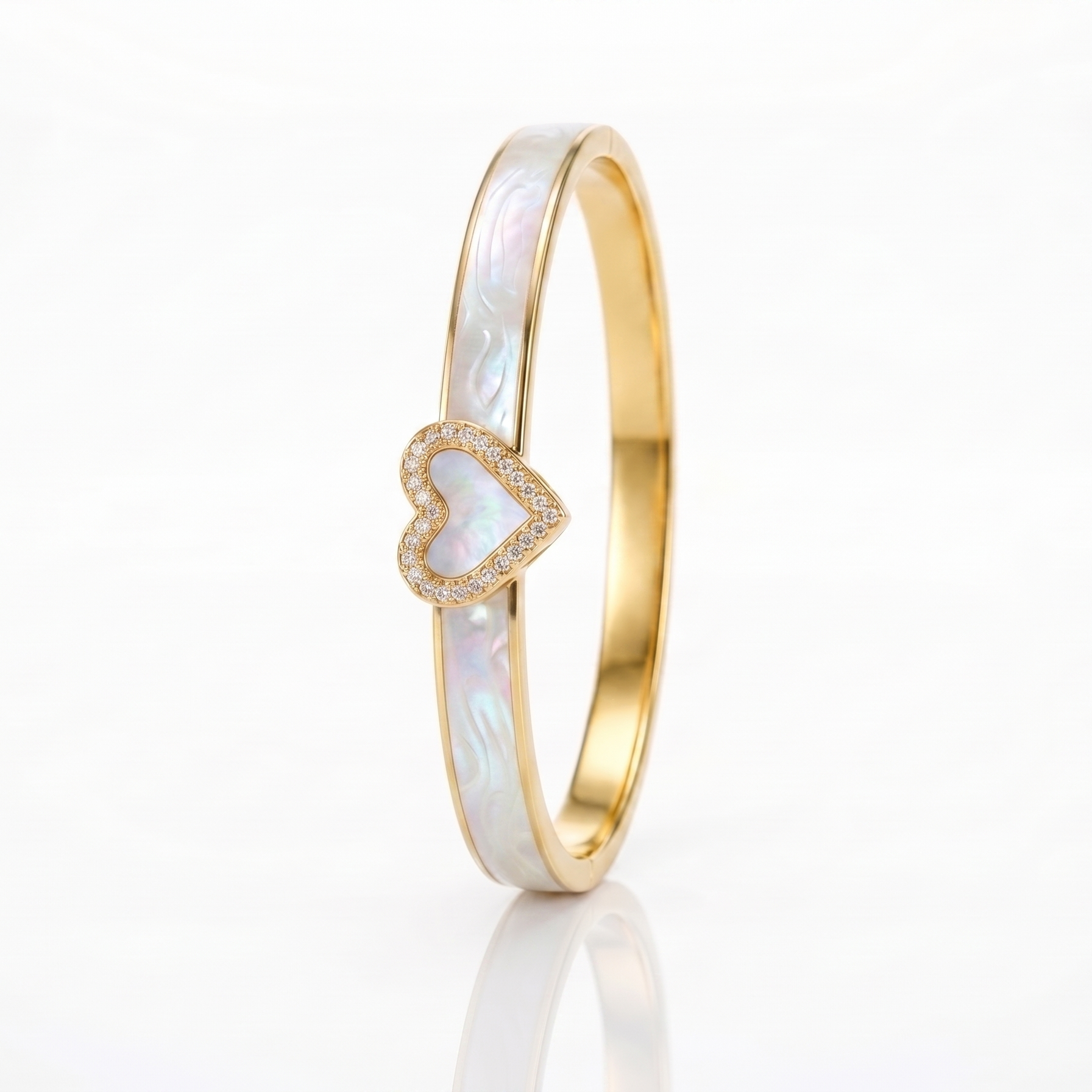 Swirl Enamel Heart Bangle 18Kt Gold Plated Bangle Bracelet