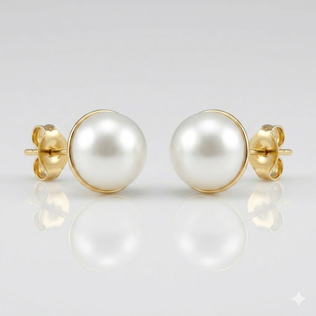 Signature Pearl Button Anti-Tarnish Earrings