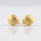 Pair of gold earrings on a white background