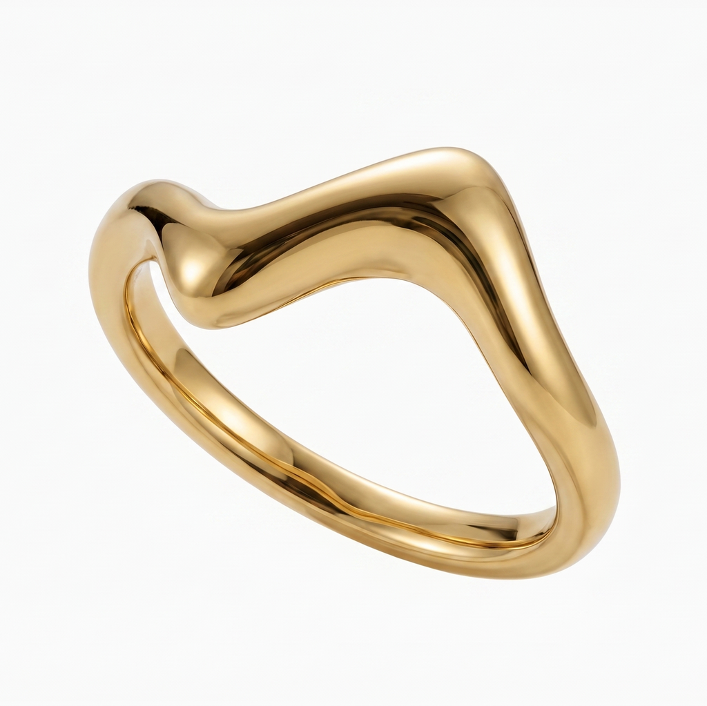 18K Gold Plated Continuum Organic Wave Anti-Tarnish Band