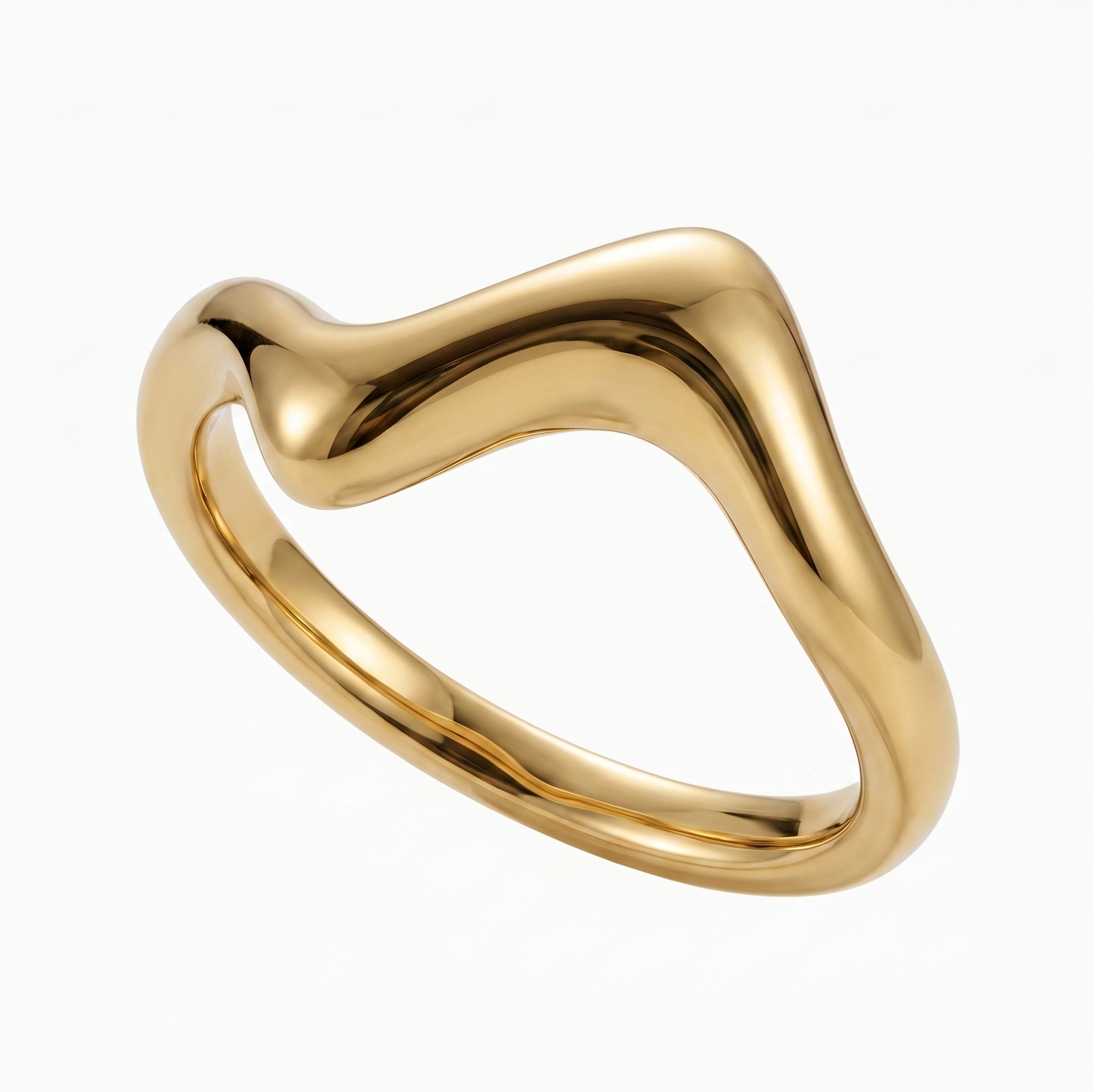 18K Gold Plated Continuum Organic Wave Anti-Tarnish Band