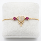 Love Droplet Ruby Gold 925 Sterling Silver Bracelet