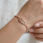 Rose gold bracelet with double chain and diamond crystals