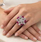 Empress Ruby 925 Adjustable Silver Premium Cocktail Ring