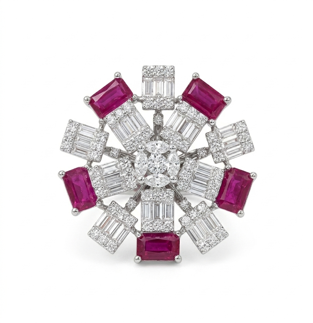 Empress Ruby 925 Adjustable Silver Premium Cocktail Ring