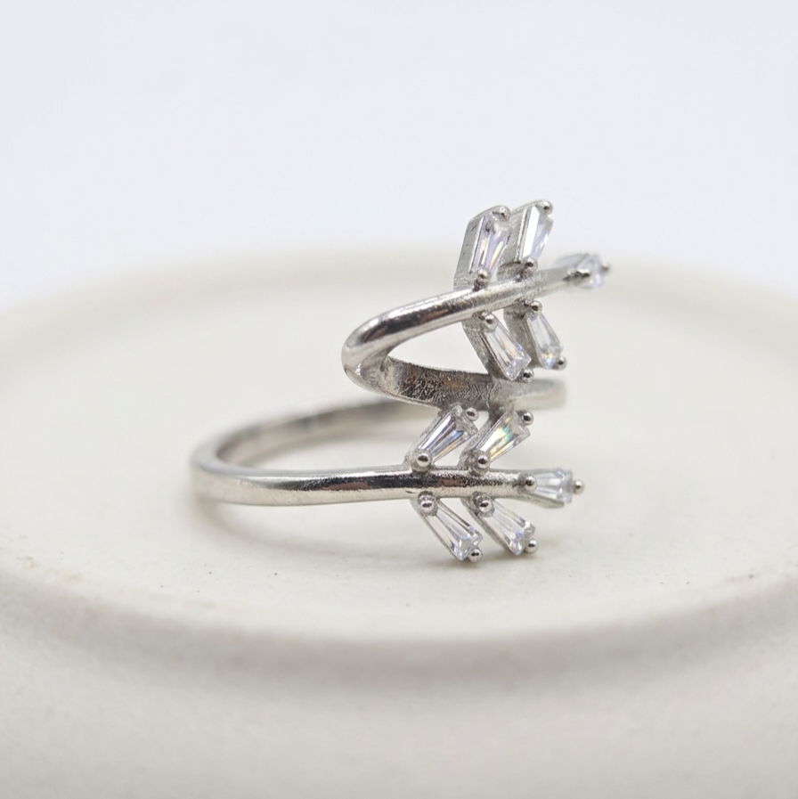 Chevron Bypass 925 Sterling Silver Ring