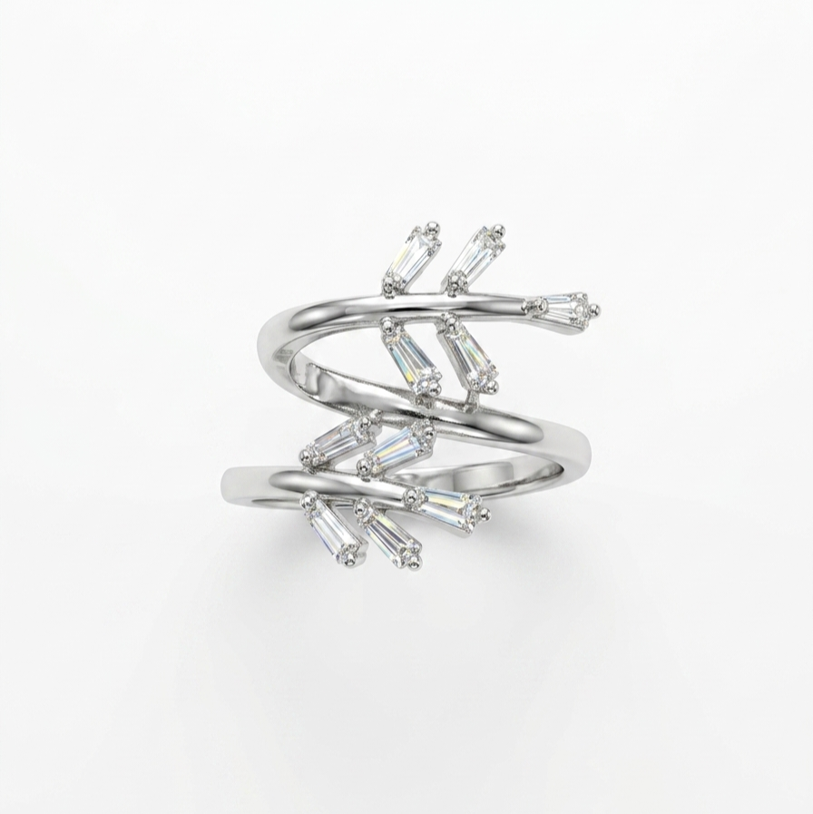 Chevron Bypass 925 Sterling Silver Ring
