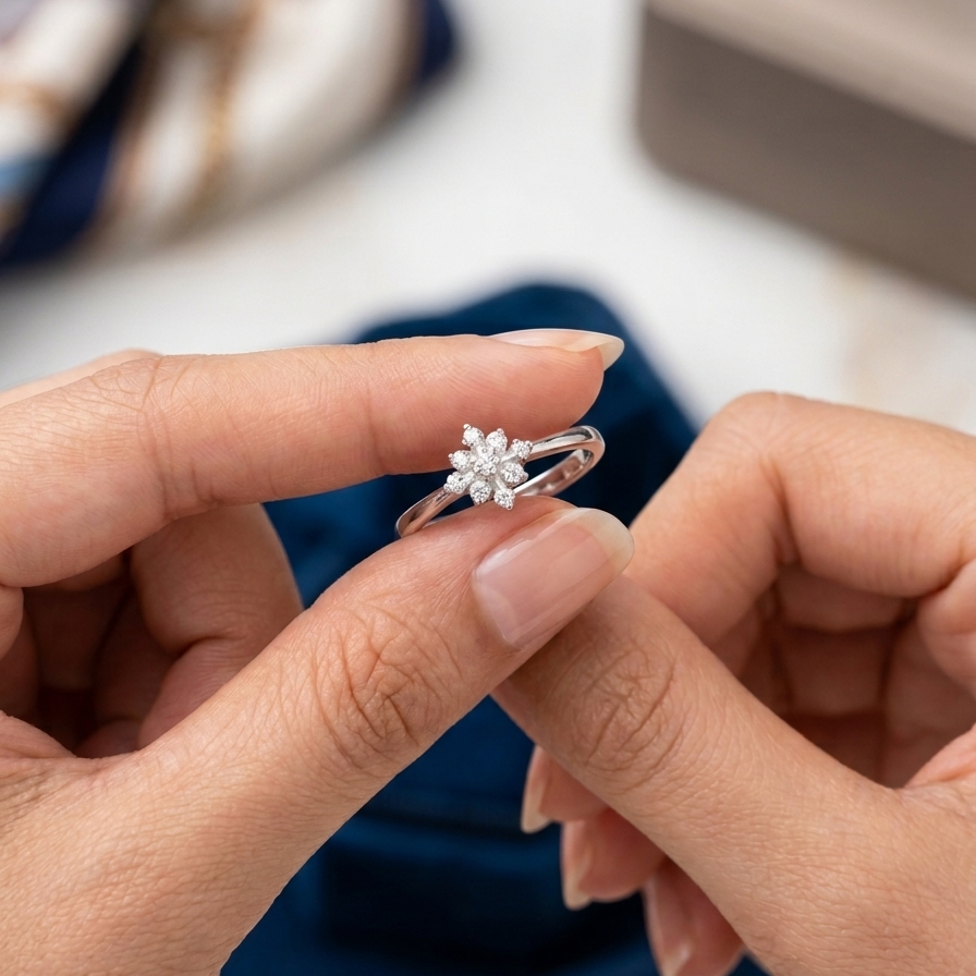 925 Sterling Silver Snowflake Ring
