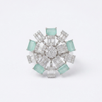 Diamond and jade Ring Flower