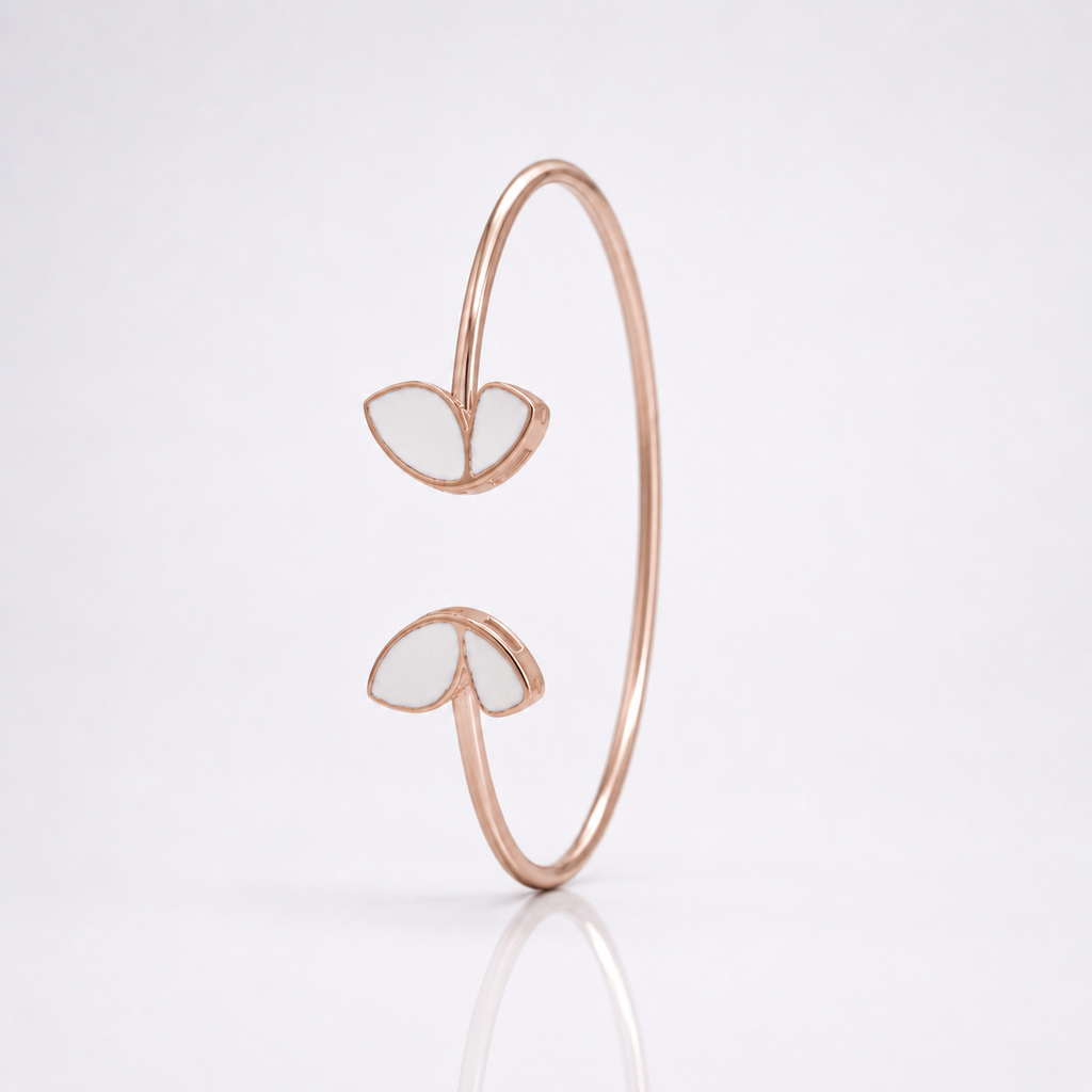 Rose Gold Plated Botanical 925 Sterling Silver Open Cuff