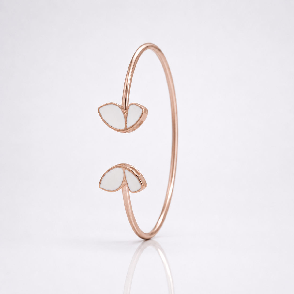 Rose Gold Plated Botanical 925 Sterling Silver Open Cuff