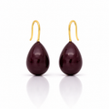 Burgundy Drop Gold Hook Anti-Tarnish Earrings