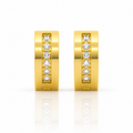 Gold hoop earrings with embedded diamonds