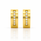 Gold hoop earrings with embedded diamonds
