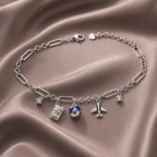 Wanderlust charm 925 Sterling Silver Chain Bracelet
