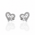 Heart-shaped earrings with pearl center and butterfly design