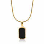Gold necklace with a black pendant