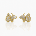 Gold puppy earrings with diamonds