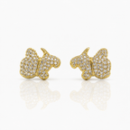 Gold puppy earrings with diamonds
