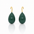 Pair of green teardrop earrings with gold hooks