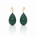 Pair of green teardrop earrings with gold hooks
