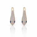 snake rose gold earrings with diamonds and blue stone eyes