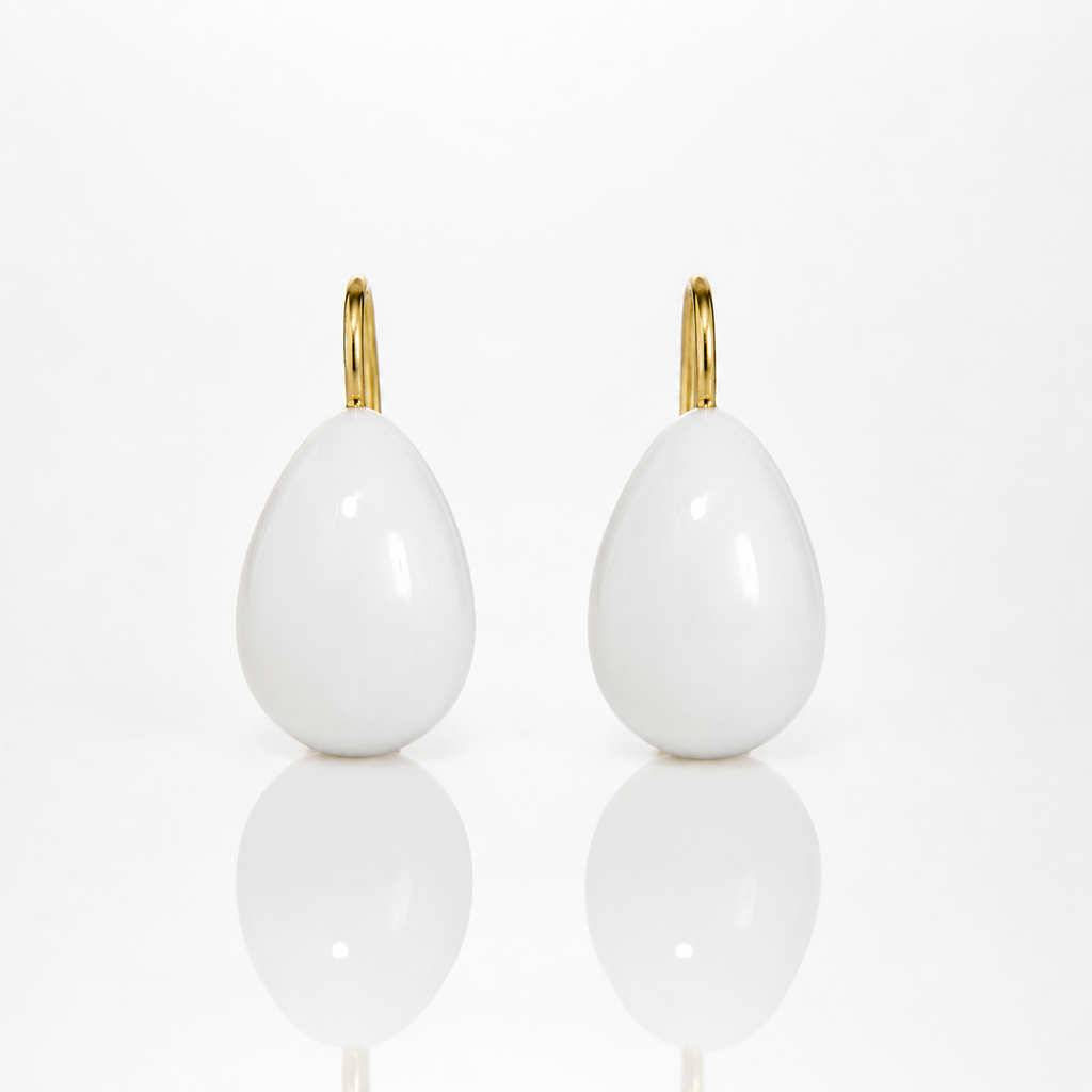 Pearl White Drop Gold Hook Anti-Tarnish Earrings